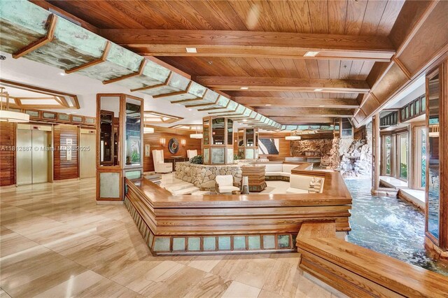 1000 Quayside Ter Unit 1101, Miami, FL 33138 - lobby with wooden ceiling with exposed beams