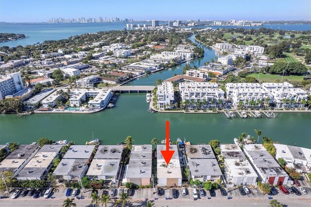 7342 Gary Ave, Miami Beach, FL 33141 - aerial overview of property's location featuring nearby urban area and a nearby body of water