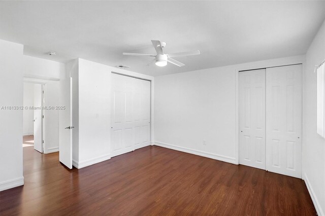 7342 Gary Ave, Miami Beach, FL 33141 - unfurnished bedroom featuring wood finished floors, baseboards, and ceiling fan