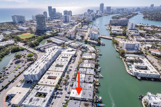 7342 Gary Ave, Miami Beach, FL 33141 - aerial overview of property's location featuring nearby urban area and a nearby body of water