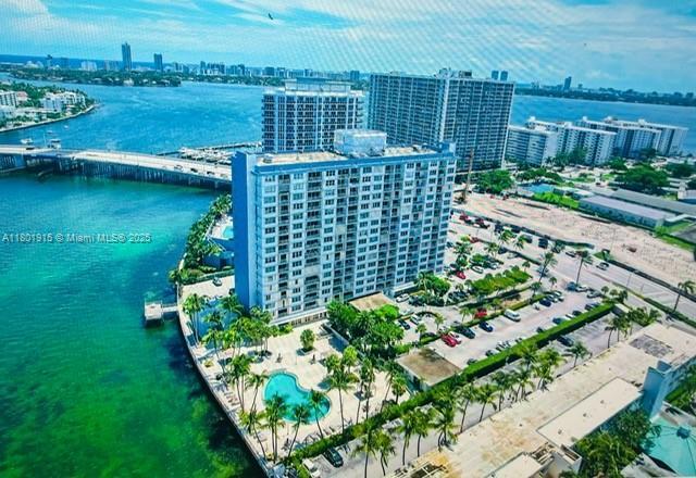 1865 79th St Unit 12G, North Bay Village, FL 33141 - aerial view of skyline, a nearby body of water, and a notable bridge