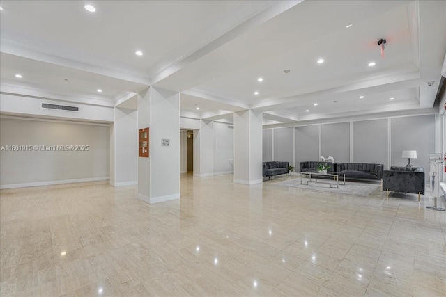 1865 79th St Unit 12G, North Bay Village, FL 33141 - common area featuring crown molding, a decorative wall, and recessed lighting
