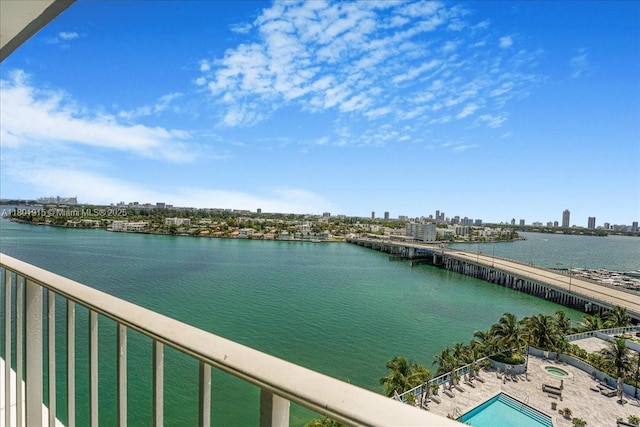 1865 79th St Unit 12G, North Bay Village, FL 33141 - water view featuring skyline and a notable bridge
