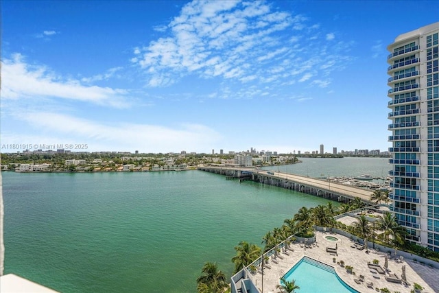 1865 79th St Unit 12G, North Bay Village, FL 33141 - water view with skyline and a notable bridge