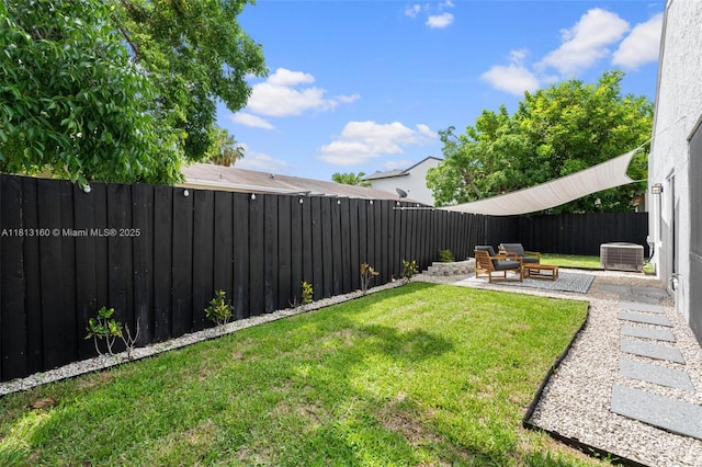 14100 Langley Pl, Davie, FL 33325 - view of yard with central AC unit, a patio area, and outdoor lounge area
