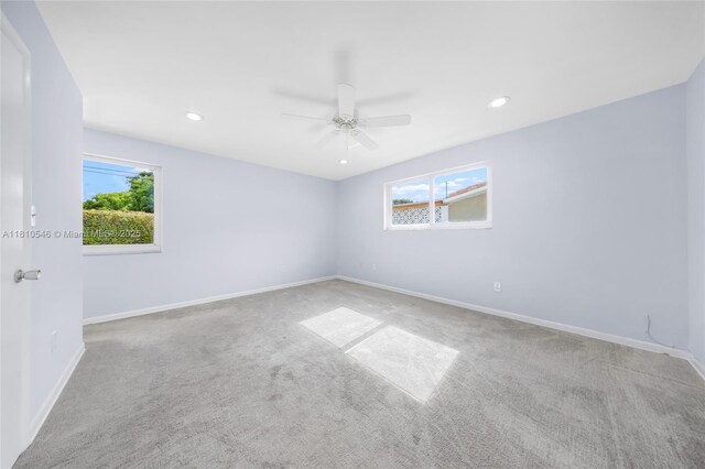 1237 Dove Ave, Miami Springs, FL 33166 - unfurnished bedroom featuring light carpet, recessed lighting, a ceiling fan, and ensuite bathroom