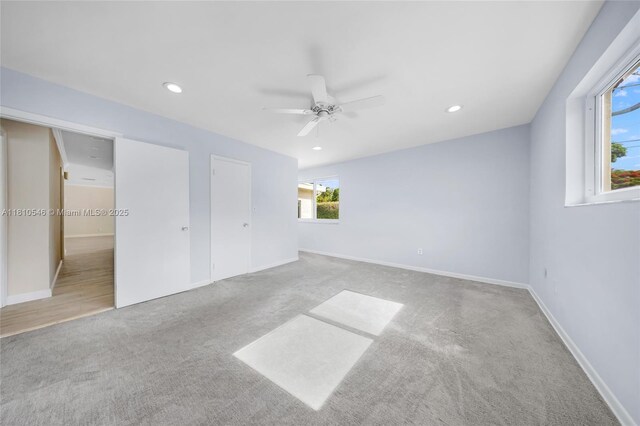 1237 Dove Ave, Miami Springs, FL 33166 - carpeted empty room with a ceiling fan and recessed lighting