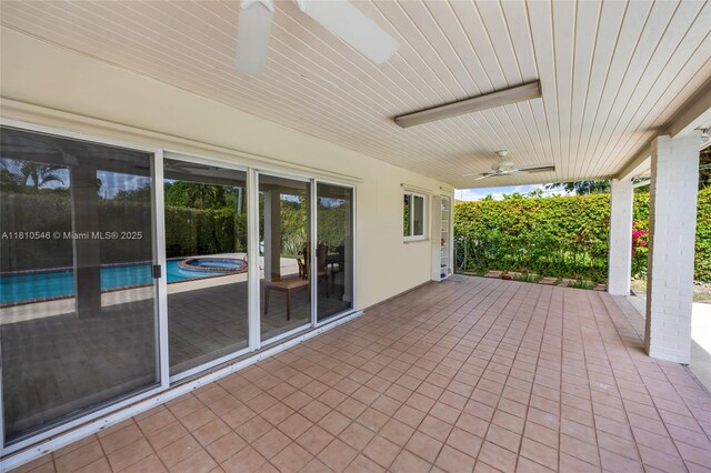 1237 Dove Ave, Miami Springs, FL 33166 - view of swimming pool with a ceiling fan and a patio