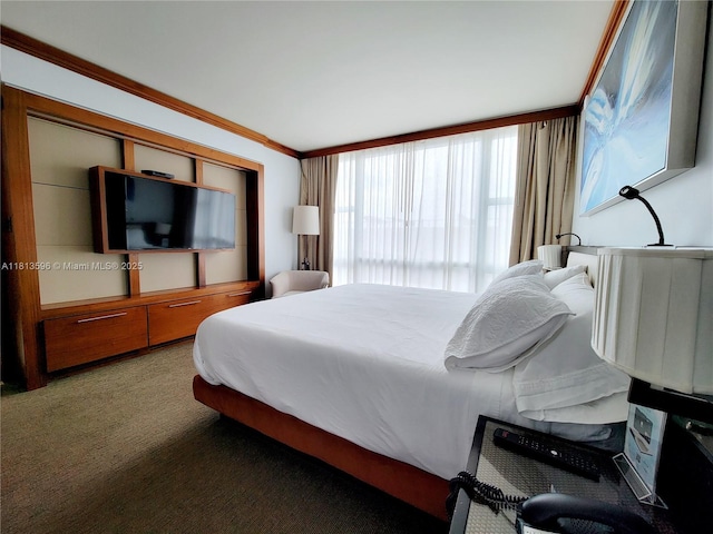 6801 Collins Ave Unit 517, Miami Beach, FL 33141 - carpeted bedroom featuring ornamental molding