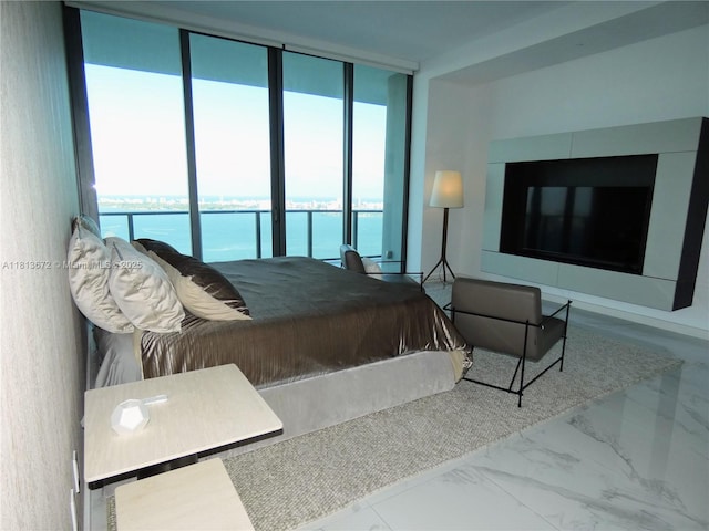 3131 NE 7th Ave Unit Ph4901, Miami, FL 33137 - bedroom with a water view, floor to ceiling windows, and marble finish floors