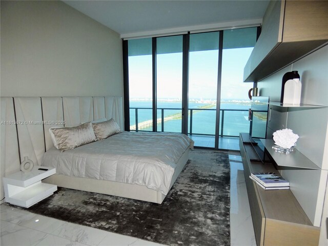 3131 NE 7th Ave Unit Ph4901, Miami, FL 33137 - bedroom featuring expansive windows, access to exterior, and marble finish flooring