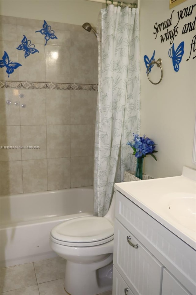 20816 NW 2nd St, Pembroke Pines, FL 33029 - full bath with vanity, shower / bath combo, tile patterned floors, and toilet