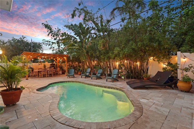 3229 Canal Dr, Pompano Beach, FL 33062 - view of pool featuring a patio, a fenced backyard, and a pergola