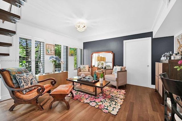 1450 Ortega Ave, Coral Gables, FL 33134 - living room featuring crown molding and wood finished floors