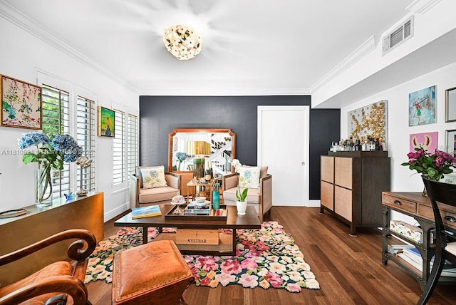 1450 Ortega Ave, Coral Gables, FL 33134 - living area with ornamental molding and wood finished floors