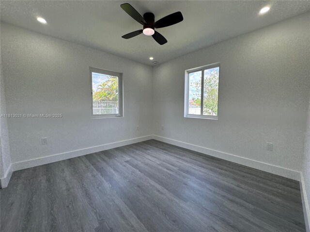 5450 SW 6th St, Miami, FL 33134 - spare room with baseboards, dark wood finished floors, recessed lighting, and a ceiling fan