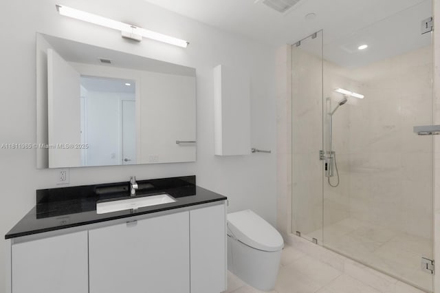 18555 Collins Ave Unit 1703, Sunny Isles Beach, FL 33160 - full bathroom featuring toilet, vanity, and a stall shower