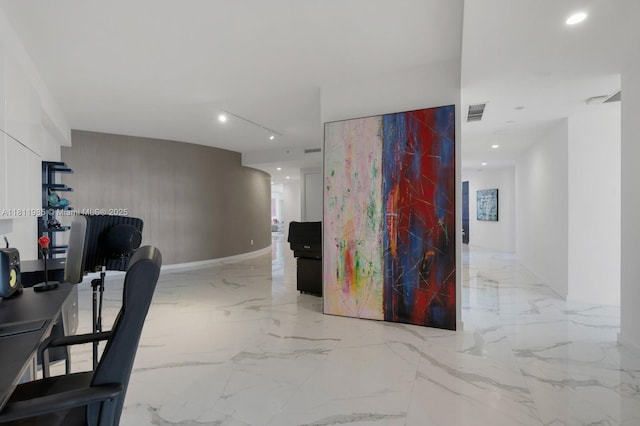 18555 Collins Ave Unit 1703, Sunny Isles Beach, FL 33160 - home office featuring light marble finish flooring and recessed lighting