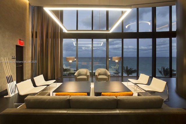 18555 Collins Ave Unit 1703, Sunny Isles Beach, FL 33160 - common area featuring a water view and floor to ceiling windows