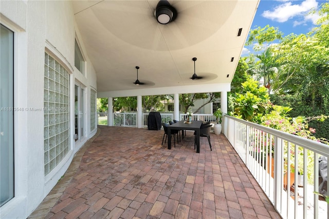 6320 Dolphin Dr, Coral Gables, FL 33158 - view of patio / terrace featuring outdoor dining area and a ceiling fan