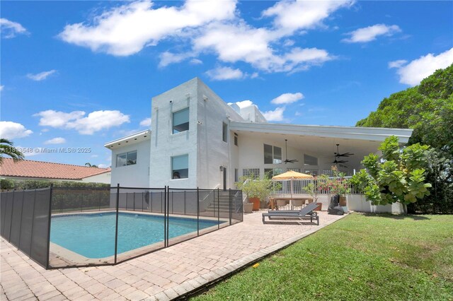 6320 Dolphin Dr, Coral Gables, FL 33158 - view of pool with a ceiling fan and a patio area
