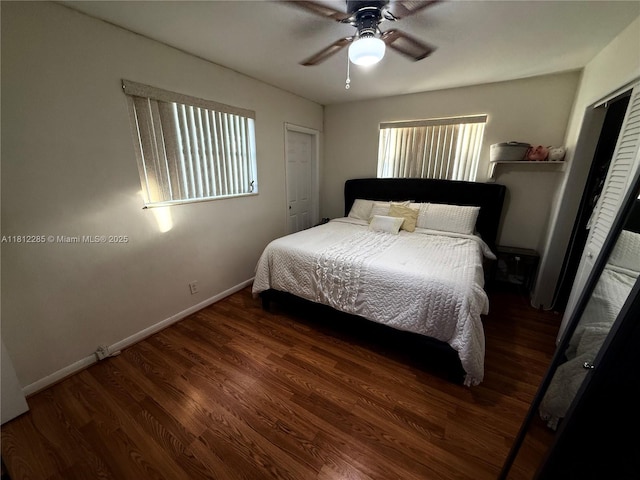 2430 N 61st Ter, Hollywood, FL 33024 - bedroom featuring wood finished floors, baseboards, and ceiling fan