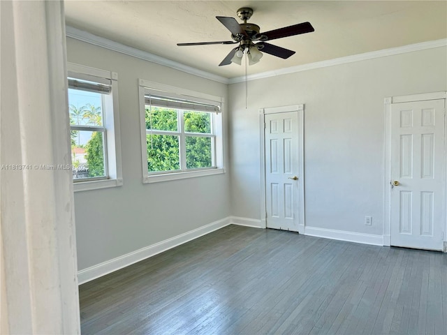 1525 SW 18th St, Miami, FL 33145 - unfurnished room featuring dark wood finished floors, a ceiling fan, and crown molding