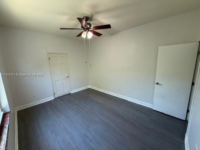 1525 SW 18th St, Miami, FL 33145 - empty room with ceiling fan and dark wood finished floors