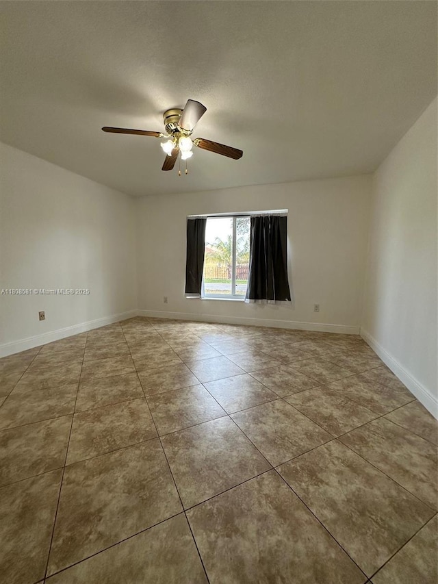 8600 SW 12th St, Pembroke Pines, FL 33025 - spare room with tile patterned floors, ceiling fan, and baseboards