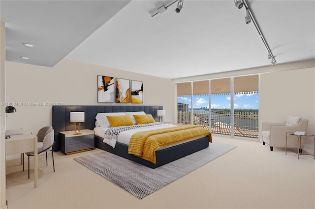 3 Grove Isle Dr Unit C1610, Miami, FL 33133 - carpeted bedroom with access to exterior, rail lighting, and floor to ceiling windows