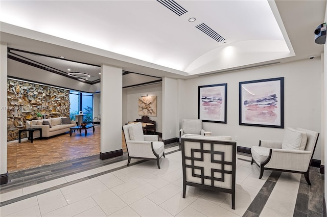 3 Grove Isle Dr Unit C1610, Miami, FL 33133 - building lobby featuring lofted ceiling, recessed lighting, and a security system
