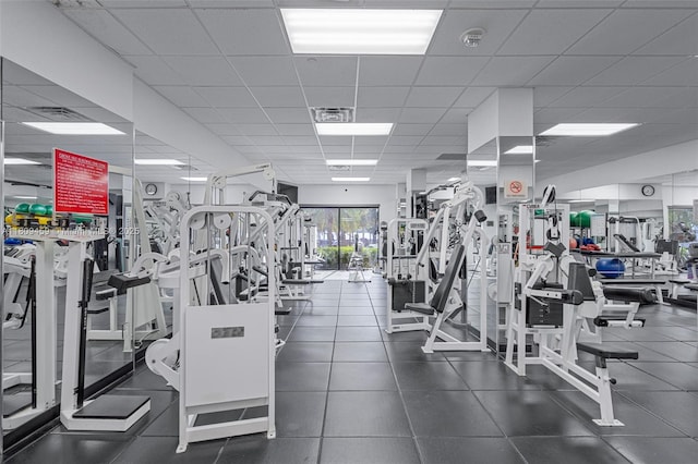 3 Grove Isle Dr Unit C1610, Miami, FL 33133 - exercise room with a paneled ceiling