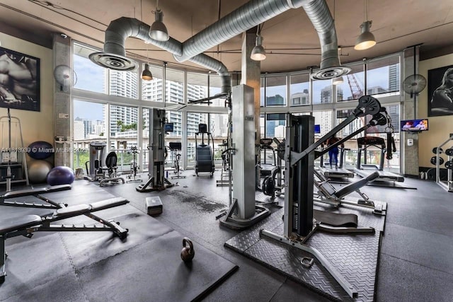 690 SW 1st Ct Unit 1006, Miami, FL 33130 - workout area featuring a view of city