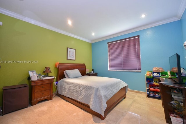 19686 SW 130th Ave Rd, Miami, FL 33177 - bedroom with crown molding, recessed lighting, and baseboards
