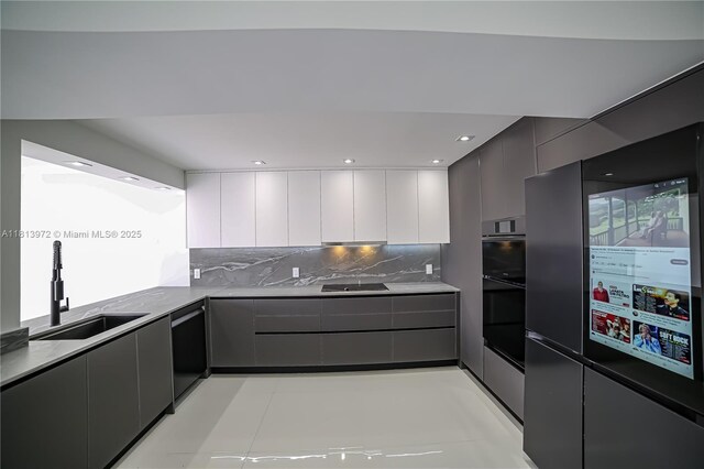 200 Leslie Dr Unit 314, Hallandale Beach, FL 33009 - kitchen featuring smart refrigerator, a sink, modern cabinets, backsplash, and dishwashing machine