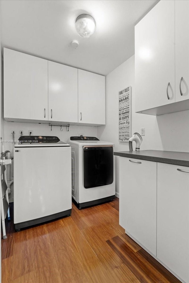 3030 SW 117th Ave, Davie, FL 33330 - laundry area featuring cabinet space, washer and clothes dryer, and light wood finished floors