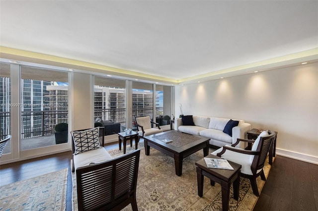 2901 S Bayshore Dr Unit 17G/H, Miami, FL 33133 - living room featuring wood finished floors, baseboards, and recessed lighting