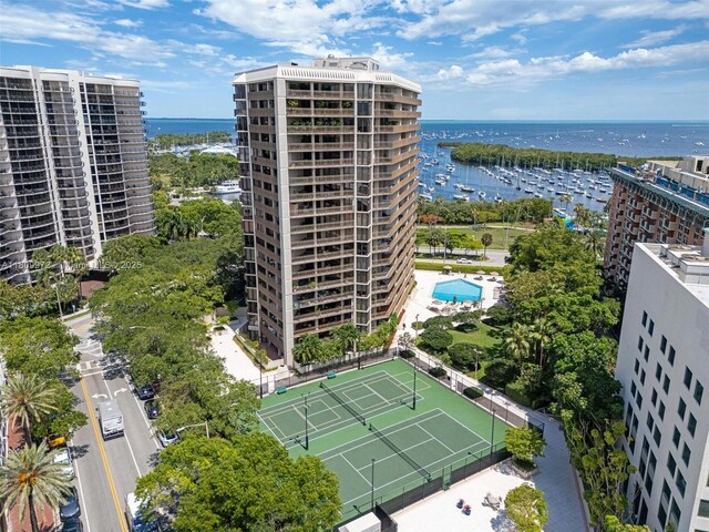 2901 S Bayshore Dr Unit 17G/H, Miami, FL 33133 - drone / aerial view of a large body of water and a pool area