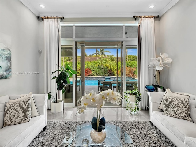 7448 SW 120th Ct, Miami, FL 33183 - living room with crown molding and recessed lighting