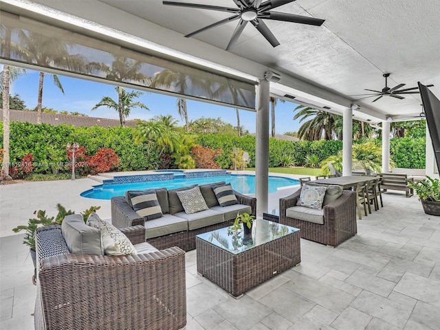 7448 SW 120th Ct, Miami, FL 33183 - view of patio / terrace with a ceiling fan and an outdoor hangout area