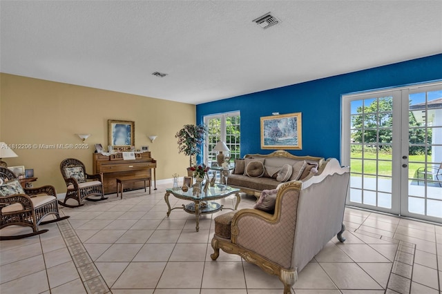 17550 SW 59th Ct, Southwest Ranches, FL 33331 - living room with french doors and light tile patterned flooring