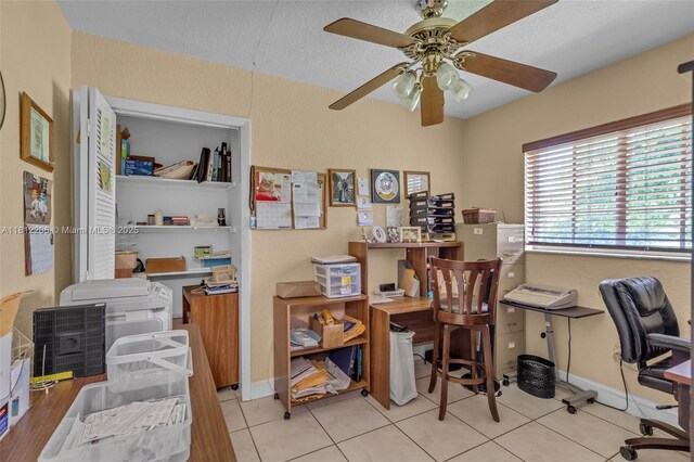 17550 SW 59th Ct, Southwest Ranches, FL 33331 - home office featuring a ceiling fan and tile patterned flooring