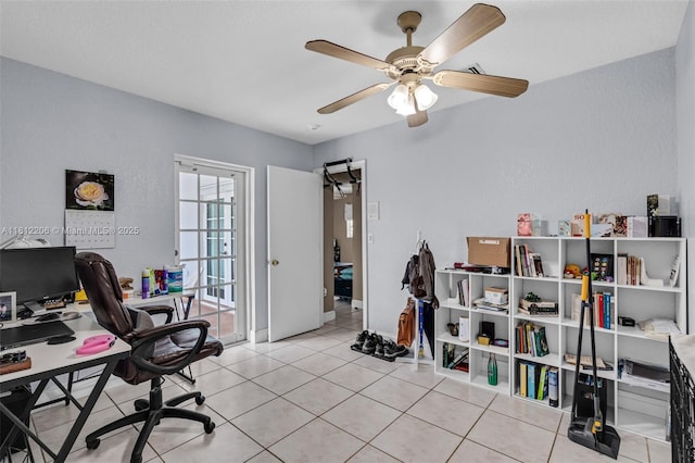 17550 SW 59th Ct, Southwest Ranches, FL 33331 - home office with ceiling fan and tile patterned flooring