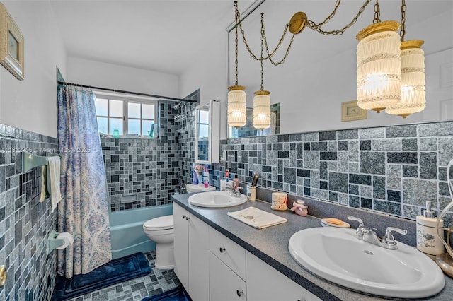 17550 SW 59th Ct, Southwest Ranches, FL 33331 - full bath with shower / tub combo, double vanity, and tile walls