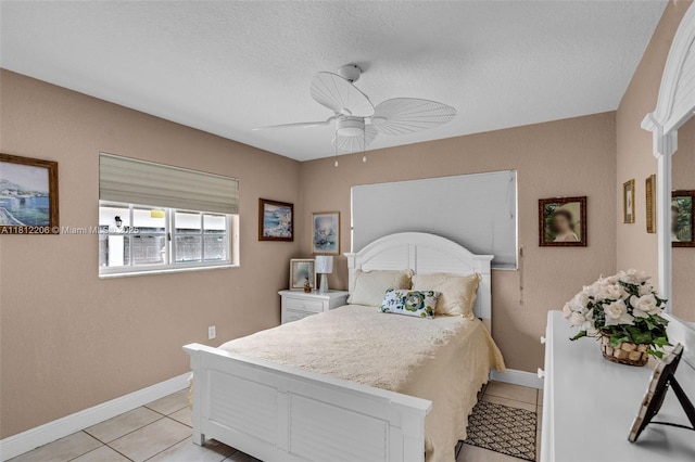 17550 SW 59th Ct, Southwest Ranches, FL 33331 - bedroom featuring light tile patterned flooring, ceiling fan, and a textured ceiling