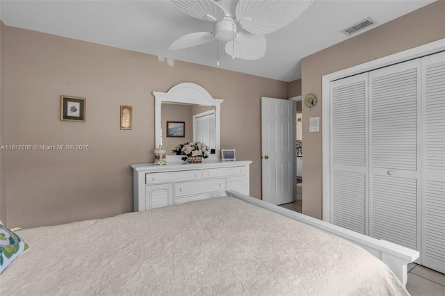 17550 SW 59th Ct, Southwest Ranches, FL 33331 - bedroom featuring a closet and a ceiling fan