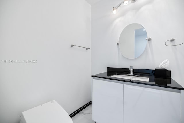 18555 Collins Ave Unit 4603, Sunny Isles Beach, FL 33160 - bathroom with marble finish flooring and vanity