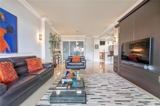 300 Bayview Dr Unit 102, Sunny Isles Beach, FL 33160 - living room featuring crown molding