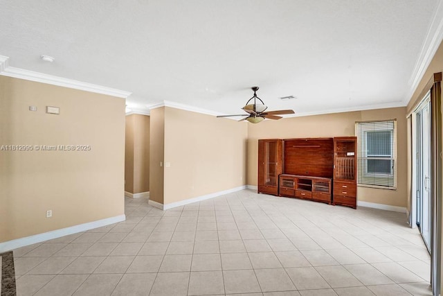 2434 SW 157th Ave, Miramar, FL 33027 - unfurnished living room with ceiling fan, crown molding, and baseboards