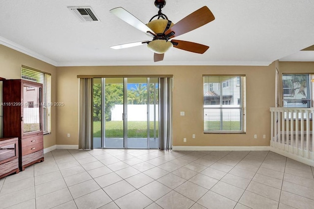2434 SW 157th Ave, Miramar, FL 33027 - unfurnished room with ornamental molding, baseboards, ceiling fan, and light tile patterned floors